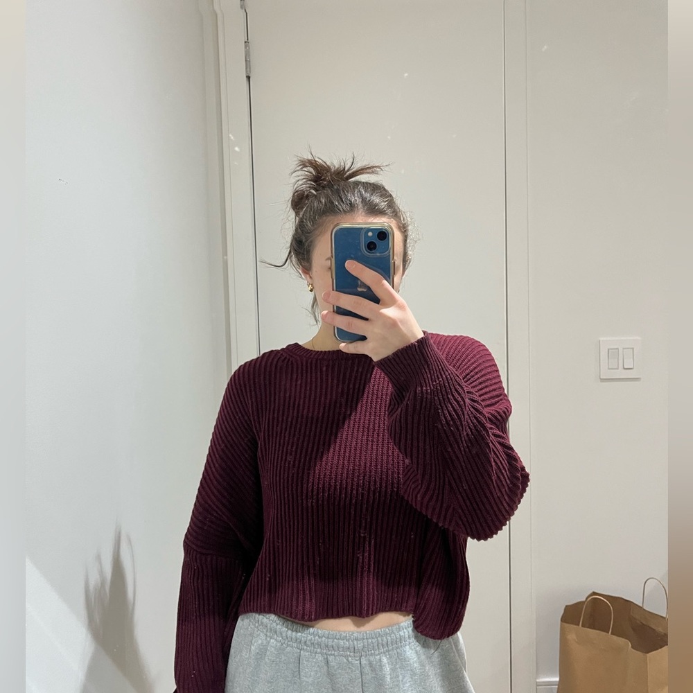 Cotton Candy Maroon Knit Top